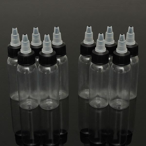 Wholesale- 10PCS 120ml 4OZ Twist Cap Empty Plastic Tattoo Ink Pigment Clear Bottle Supply EIB120-10