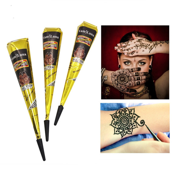 3X Black Natural Indian Henna Tattoo Paste for Body Drawing Black Henna Tattoos for Body Art Painting Free shipping 25g