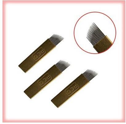 20pcs =1box 12 pin/14pin stainless steel curved eyebrow tattoo needle float blade Disposable tattoo supply