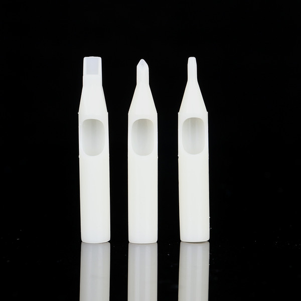 White 50pcs Plastic Disposable Tip Tattoo Nozzle Tips Cap with Traditional Needle for Permanent Makeup Eyebrow Machine TG3125