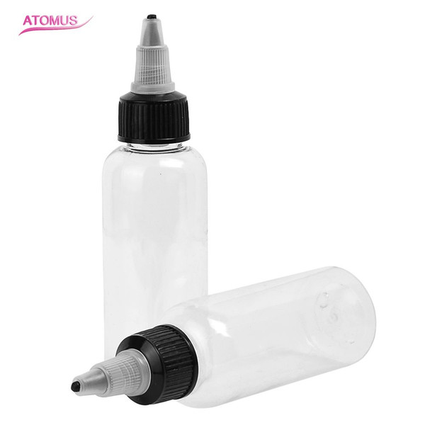 ATOMUS New 10 Pcs 60ml 2OZ Empty Plastic Transparent Tattoo Ink Pigment Clear Bottle Supplies Tattoo Pigment Ink Bottle With Cap