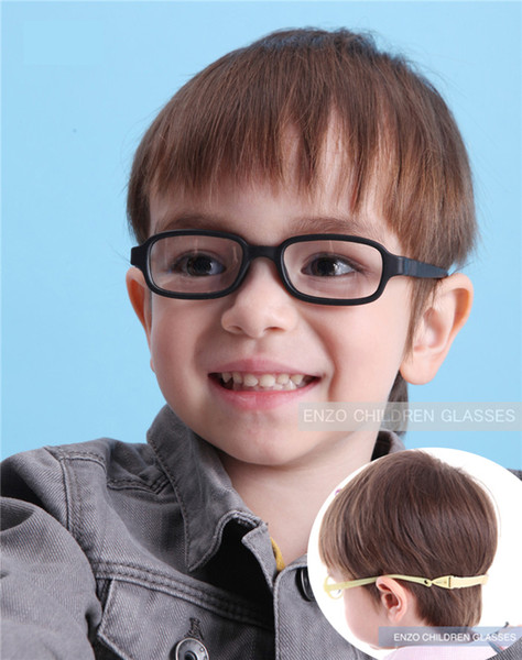 Boy Glasses Frame with Strap Size 43/16 One-piece No Screw Safe, Optical Children Glasses, Bendable Girls Flexible Eyeglasses