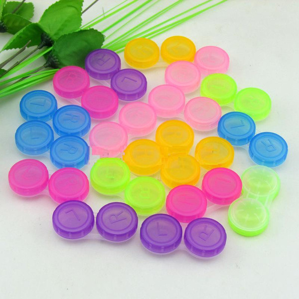 [100 pcs / lot] Contact Lens Case Many Colors Dual Box Double Case Lens Soaking Case Factory directly sales