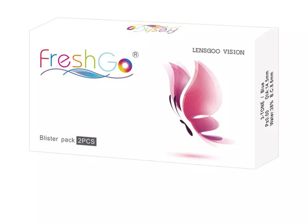 Freshgo 3 tone contact lens case Color Contact Lenses package box 1 pair=2 pcs Free shipping