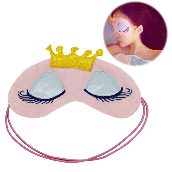 Cute Girl's Travel Princess Crown Sleeping Eye-Shade Blindfold Nap Cover Eye Mask(Pink+Light Blue)