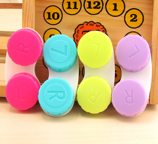 Popular High Quality 100pcs/lot Contact Lens Case lovely Colorful Dual Box Double Case Lens Soaking Case