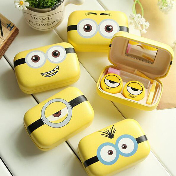 Fashion Cartoon Cosmetic Contact lens case with mirror contact lens case cute Lovely Travel box Eyewear Accessories