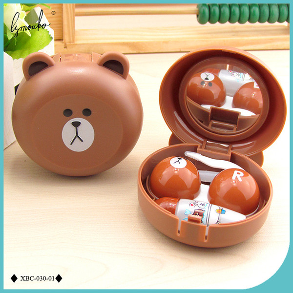 New Design Cute Little Bear Contact Lens Case with Mirror Contact Lenses Box for Man and Women