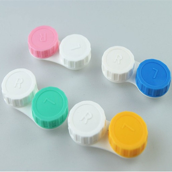 Free shipping Lowest Price 5000 pcs(2500pairs) Contact Lens Case lovely Colorful Dual Box Double Case Lens storage Case