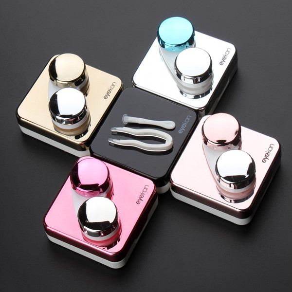 High quality reflective Cover contact lens case with mirror color contact lenses case Container cute Lovely Travel kit box Women