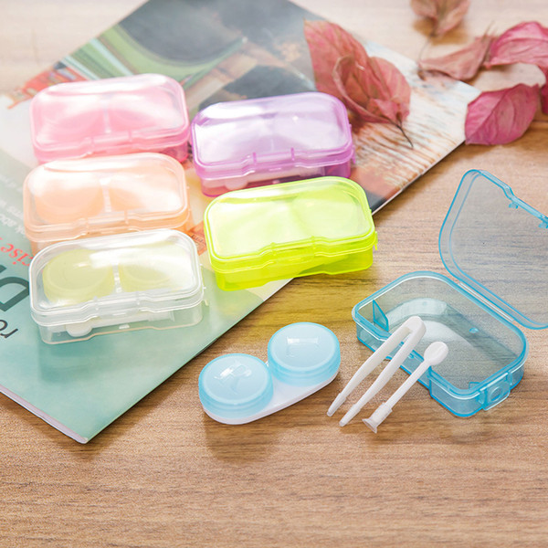 Random Color Transparent Pocket Plastic Contact Lens Case Travel Kit Easy Take Container Holder Hot sale DLH114