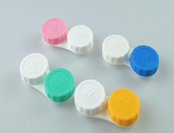 Free shipping best Price 3000pairs contact Lens Case lovely Colorful Dual Box Double Case Lens Soaking Case