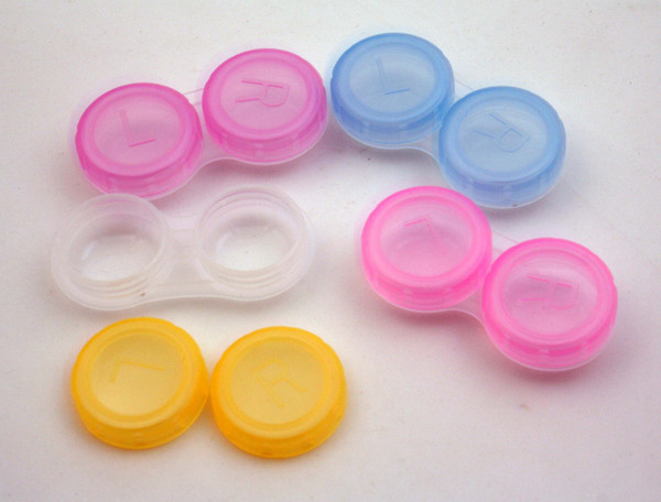 L & R Contact Lens Case Holder Container Soak Storage lovely Colorful Dual Box Double Case Lens Soaking Case