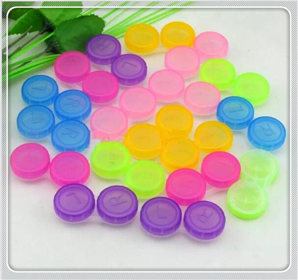 [100 pcs / lot] Contact Lens Case Many Colors Dual Box Double Case Lens Soaking Case Factory directly sales