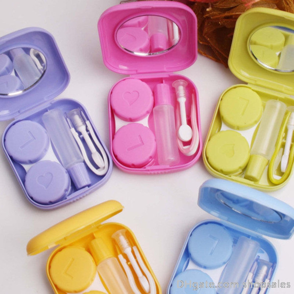 New Unisex Cute Style Pocket Mini Contact Lens Case Travel Kit EasyCarry Mirror Container Holder Practical Colorful Glasses Box DropShipping