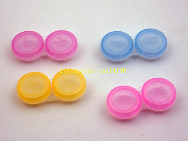 500pcs/lot Fast Shipping Clear Contact Lens Case Many Colors Dual Box Double Case Lens Soaking Case