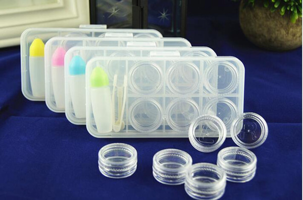 Now hot sale 6 Grid Transparent Contact Lens Display Box Case Eyeglasses Case Eyewear Cases shipping