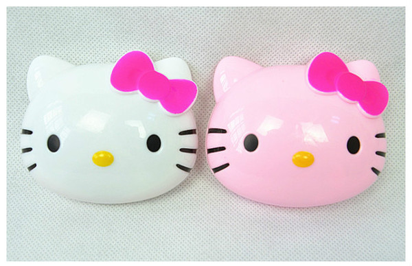 New Cute Hello Kitty Cartoon Contact Lenses Box Cat Head Plastic Eyeglass Case Free Shipping