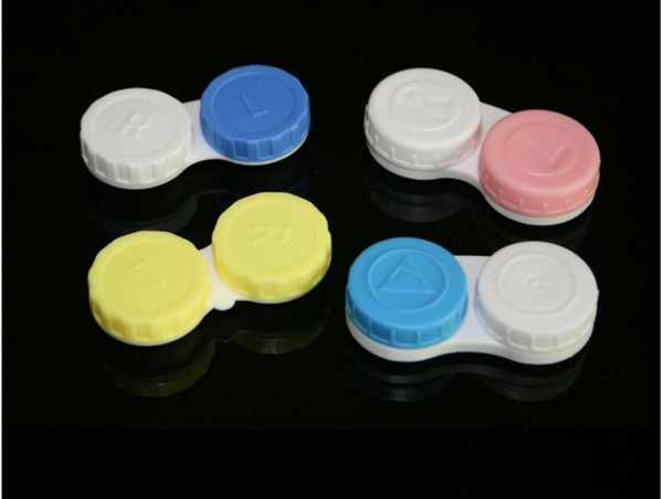 Lowest Price Contact Lens Case lovely Colorful Dual Box Double Case Lens Soaking Case Free shipping