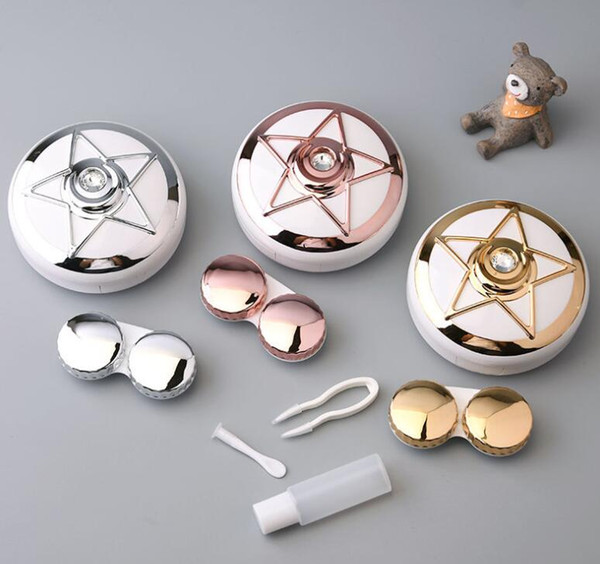 New fashion star drill pattern decorative contact lens box 7.5*7.5*3.1cm DHL free