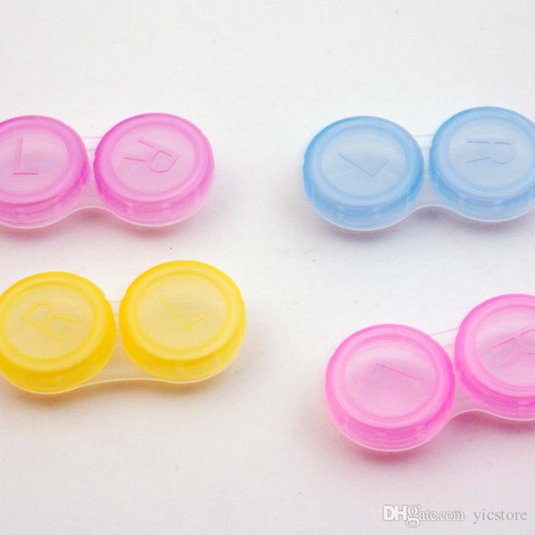 100pcs Lowest Price Contact Lens Case lovely Colorful Dual Box Double Case Lens Soaking Case