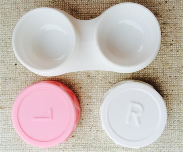 Free Shipping- wholesale 100pcs Contact Lens Case color contact transparent with colors contact lens cases left and right different color