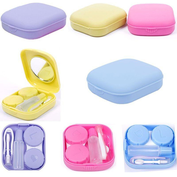 4 Colors Cute Pocket Mini Lentillas Travel Kit Easy Carry Mirror Container Holder Contact Lenses Case