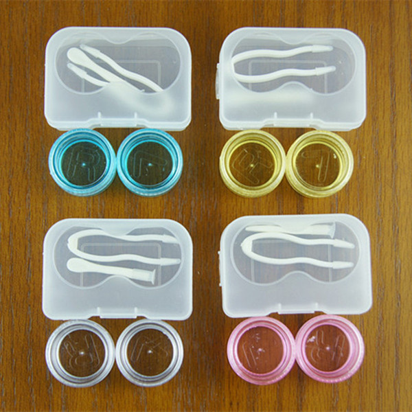 High Quality Pocket Mini Contact Lens Case Travel Kit Mirror Container Cute portable fast shipping F1129