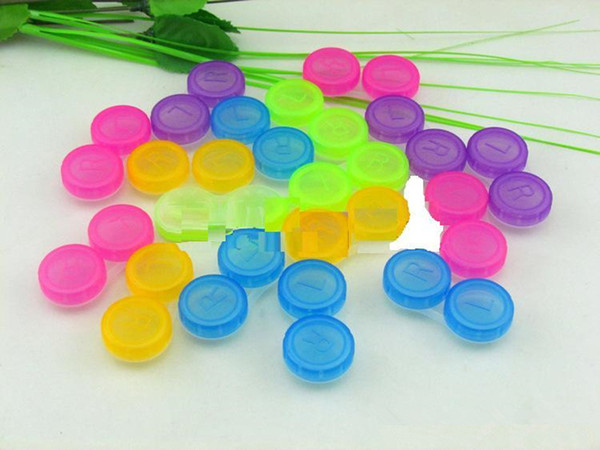 [100 pcs / lot] Contact Lens Case Many Colors Dual Box Double Case Lens Soaking Case Factory directly sales DHL Free