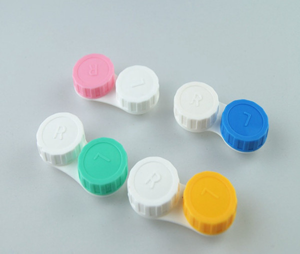 Wholesale Contact Lens Box Solid and Transparent Colorful Cases Lovely Colorful Candy Double Box free shipping