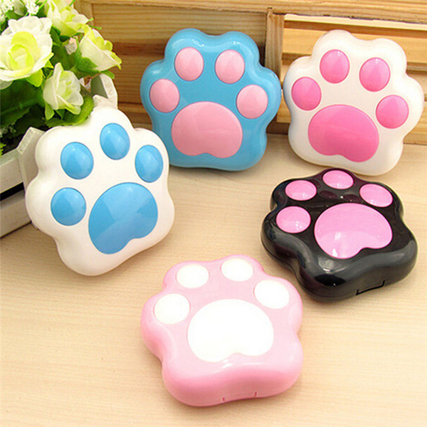 100pcs Cartoon Cute Plastic Dog Cat Paw Contact Lens Case Mini Contact Lenses Box Container Holder With Mirror Random color