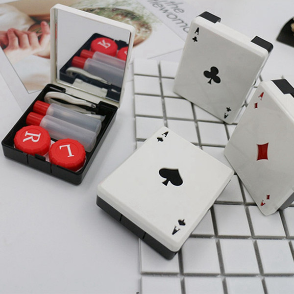 Cute Poker Card Clubs Diamonds Hearts A Contact Lens Case For Lenses Container Box For Glasses