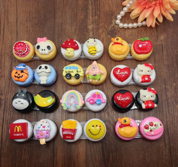 Mix New Styles Cartoon Contact Lens Case Animal Lenses Box Color Cute Contact In-lens case Cartoon Glasses box