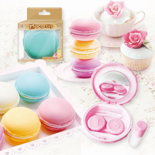 Macaroon Design Contact Lens Travel Kit Case Pocket Size Storage Holder Macaron Soaking Container for Contact Lenses storage