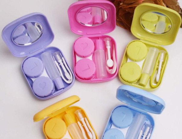 New Unisex Cute Style Pocket Mini Contact Lens Case Travel Kit EasyCarry Mirror Container Holder Practical Colorful Glasses Box DropShipping