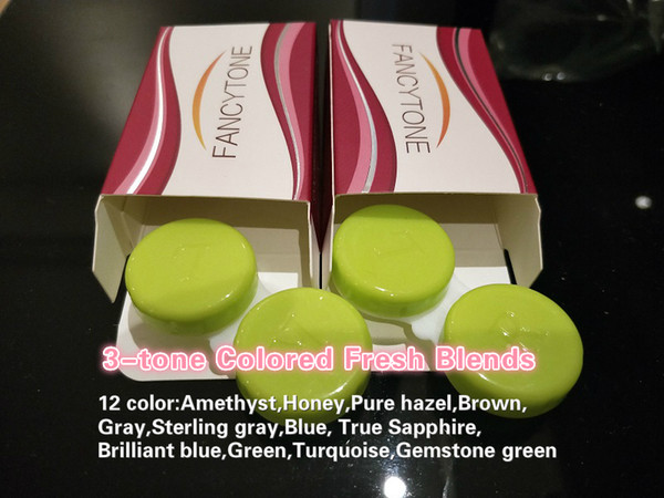 Free Shipping By DHL Fancytone 12 color Fresh 3-tone PP blister contact lens case Color Contact Lens package box