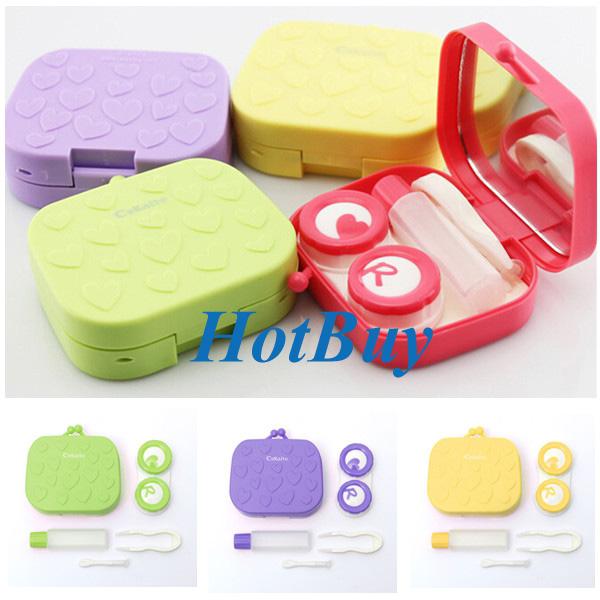 4 Colors Contact Lens Care Holder Case Tweezers Mirror Lenses Storage Box Eyewear Accessories #3885