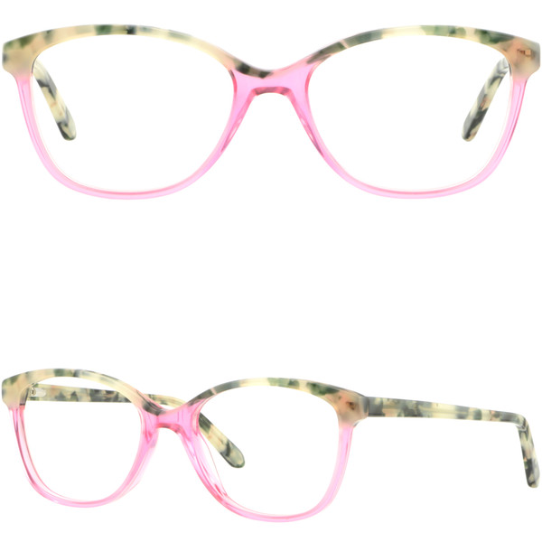 Light Green Square Womens Acetate Frames Prescription Glasses Pink Spring Hinges