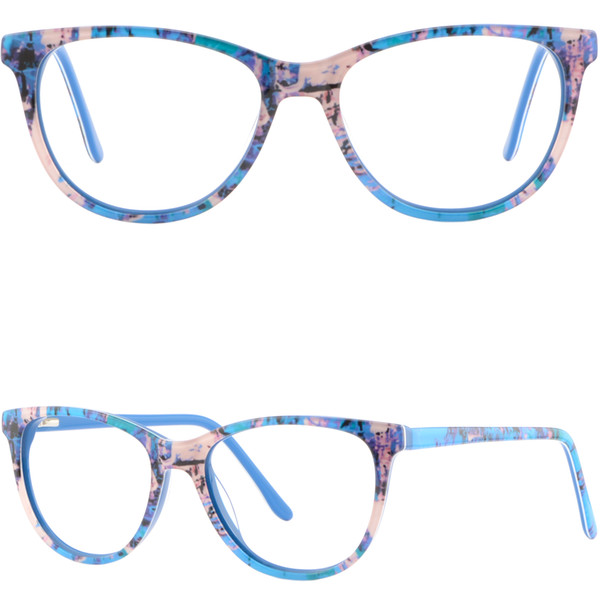 Womens Mens Acetate Frames Spring Hinges Prescription Glasses RX Eyeglasses Blue