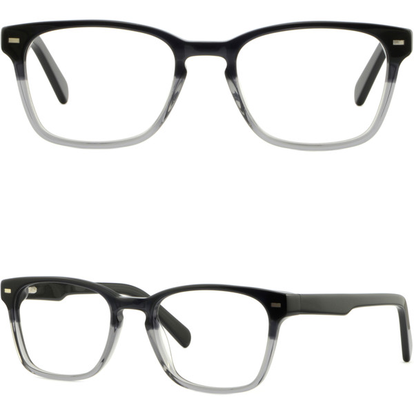 Square Men Women Acetate Frames Plastic Spring Hinged Prescription Glasses Black