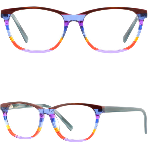 Light Women's Frame Acetate Rectangular Plastic Glasses Spring Hinges Colorful