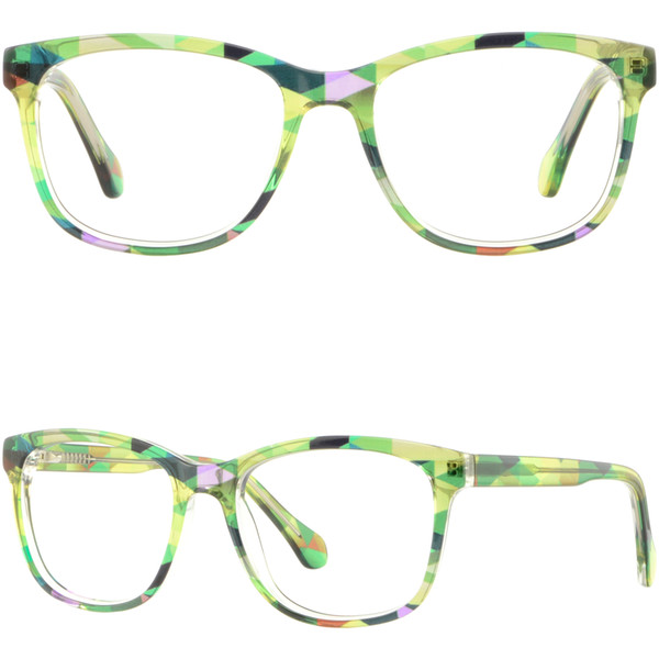 Narrow Square Womens Girl Acetate Frame Prescription Glasses Green Spring Hinges