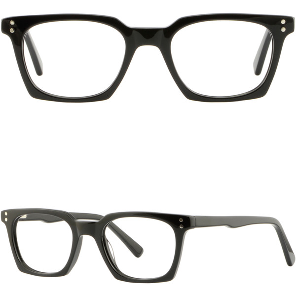 Small Narrow Boys Girls Womens Black Acetate Frames Square Glasses Spring Hinges