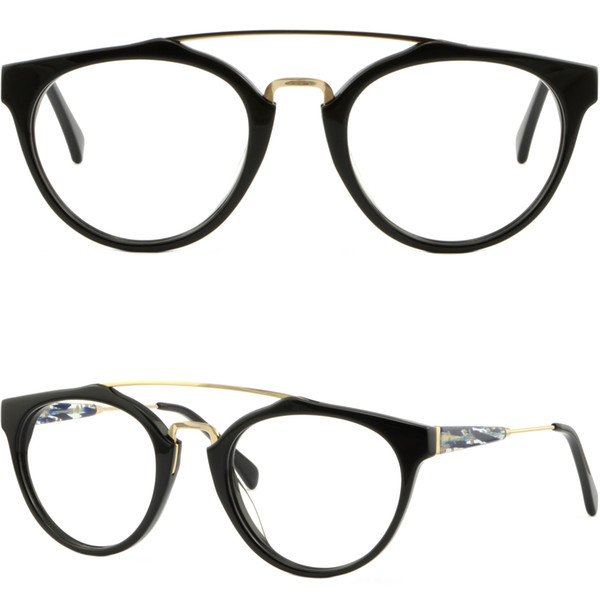 Men Women Acetate Frames Light Double Bridge RX Prescription Glasses Shiny Black