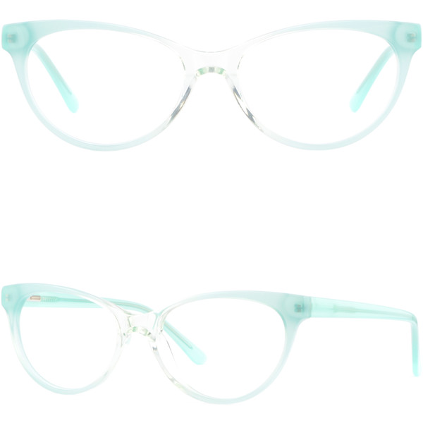 Light Womens Cateye Plastic Frame Spring Hinges Acetate Glasses Eyeglasses Green