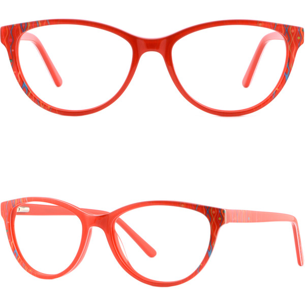 Red Full Rim Plastic Women's Frame Prescription Glasses Sunglasses Spring Hinges