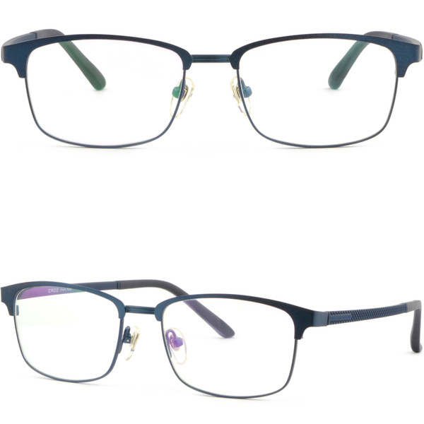 Mens Womens Titanium Frame Prescription Glasses Browline RX Sunglasses Navy Blue