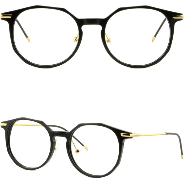 Geometric Women Acetate Frames Light Round Prescription Glasses Metal Arms Black