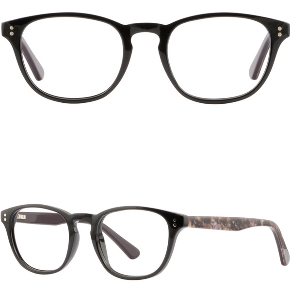 Square Men Women Plastic Frame Spring Hinges Prescription Eyeglasses Shiny Black