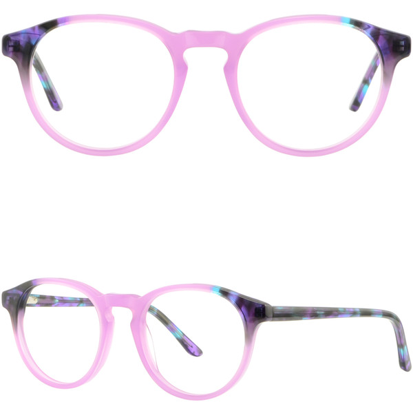 Light Round Small Girls Acetate Frame Narrow Little Glasses Purple Spring Hinges